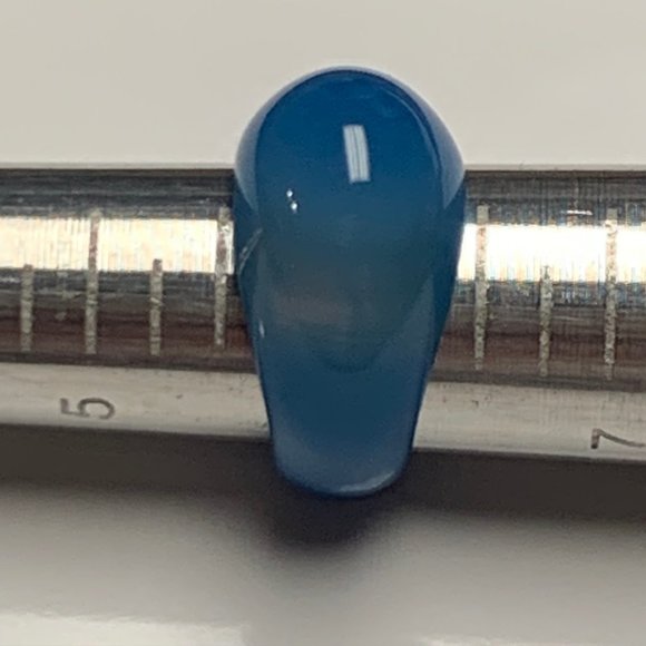 Blue Banded Agate Carved Dome Ring SZ 6 - Picture 6 of 7